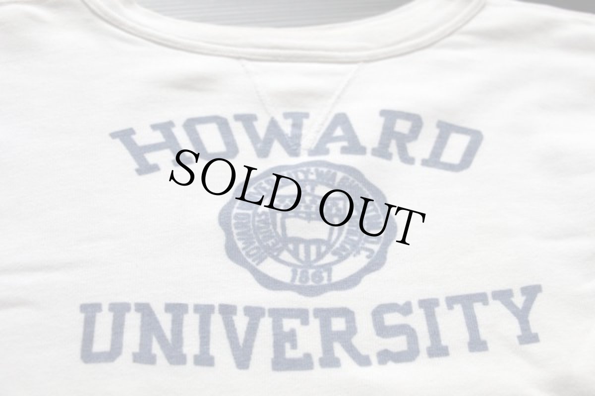画像3: 50s HOWARD UNIVERSITY 染み込みプリント 前V コットン スウェット 白 (3)