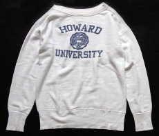 画像1: 50s HOWARD UNIVERSITY 染み込みプリント 前V コットン スウェット 白 (1)