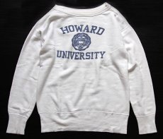 画像1: 50s HOWARD UNIVERSITY 染み込みプリント 前V コットン スウェット 白 (1)