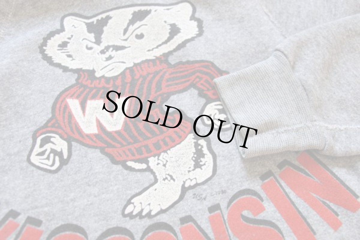 画像3: 80s USA製 DISCUS WISCONSIN バッキー スウェットパーカー 杢グレー S (3)