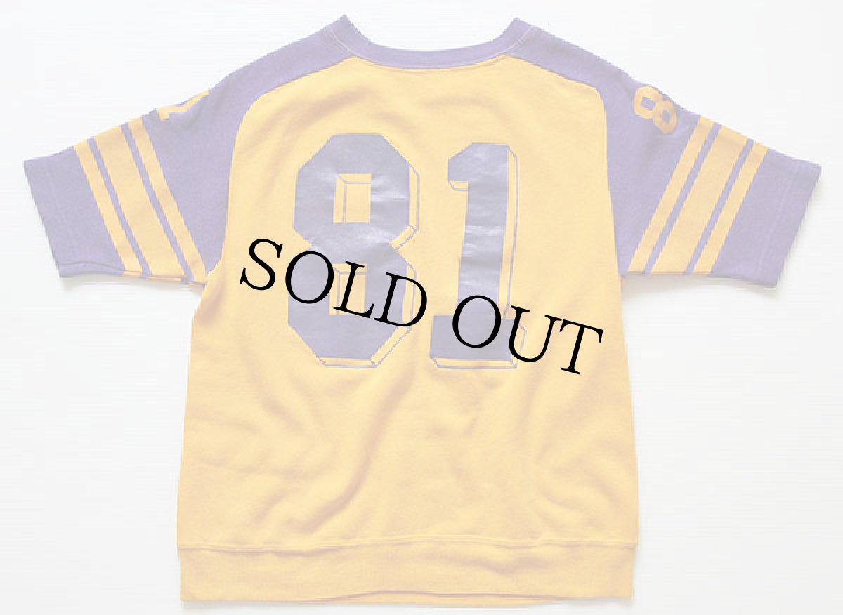 画像2: 80s 81 ナンバリング ツートン 半袖スウェット 黄×紫 (2)