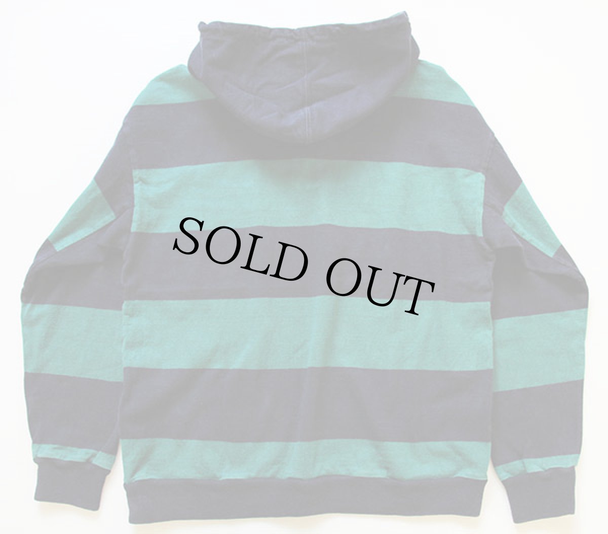 画像2: 80s USA製 L.L.Bean 太ボーダー ヘビー コットン ラガーシャツ パーカー 紺×緑 L (2)