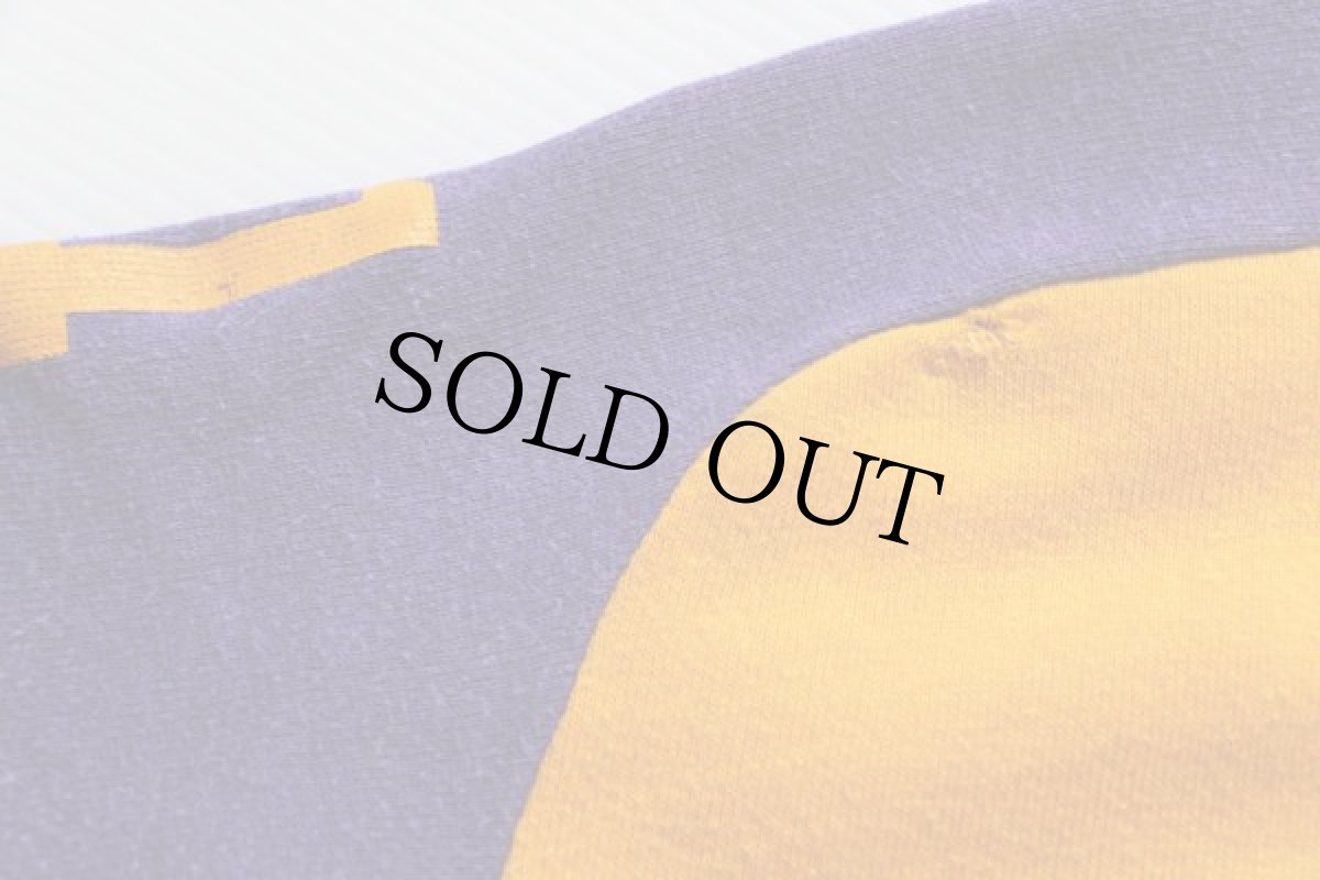 画像4: 80s 81 ナンバリング ツートン 半袖スウェット 黄×紫 (4)