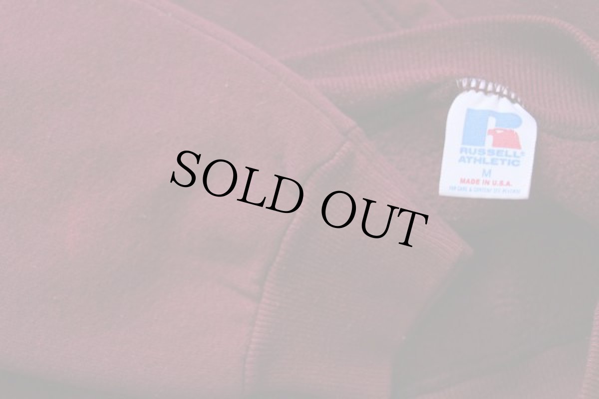 画像4: 80s USA製 RUSSELLラッセル ウイングフット 三段中抜き スウェットパーカー バーガンディ M (4)