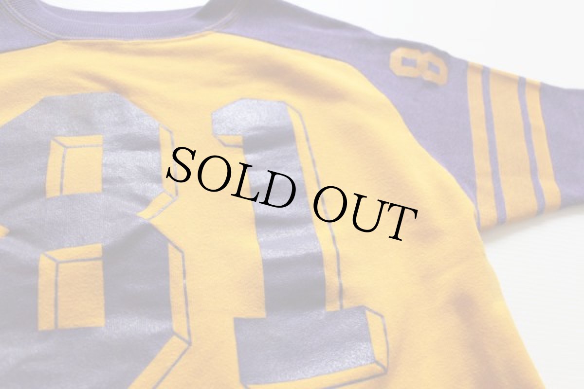 画像3: 80s 81 ナンバリング ツートン 半袖スウェット 黄×紫 (3)