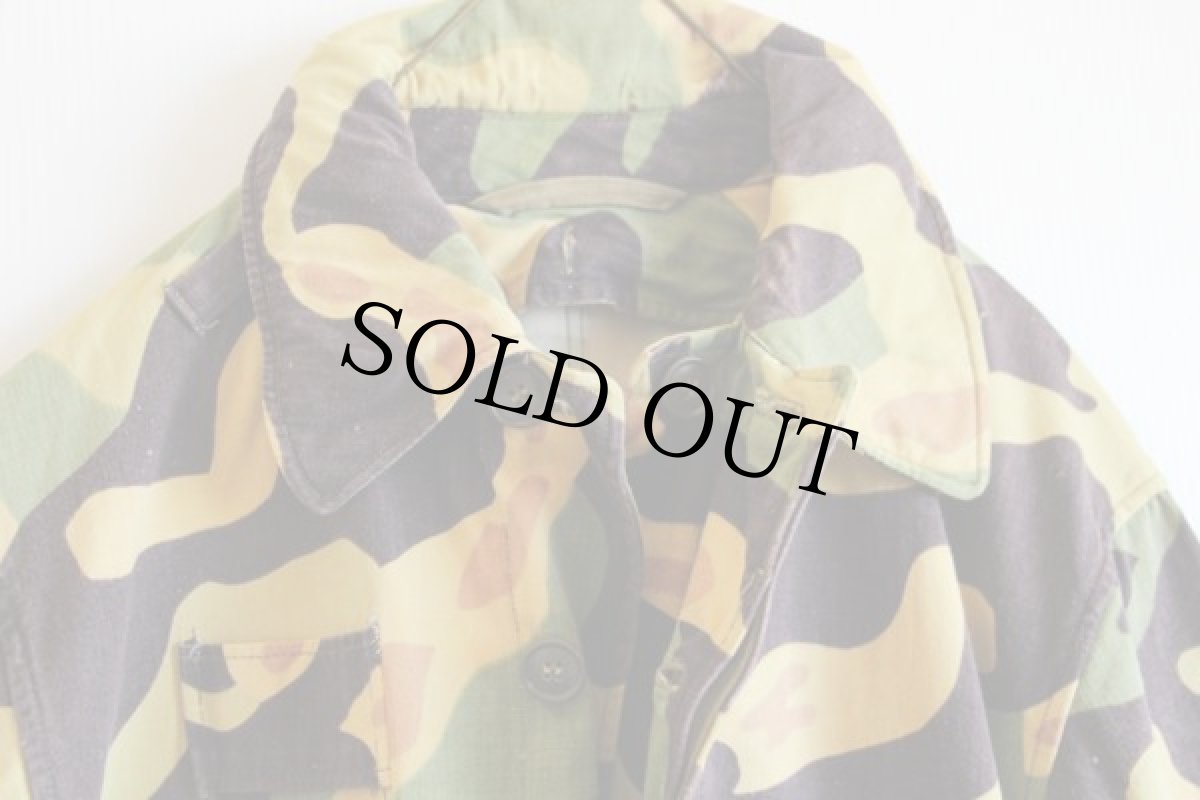 画像3: 60s チェコスロバキア軍 サラマンダーカモ コットン ステンカラーコート (3)