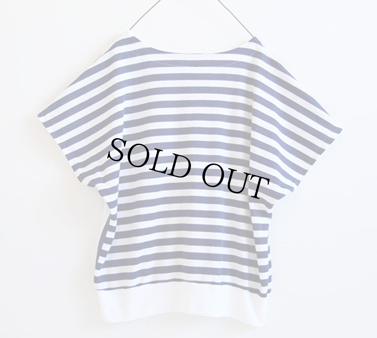 画像2: 90s USA製 KORET ボーダー アシンメトリー ドルマンスリーブ カットソー 白×紺 (2)