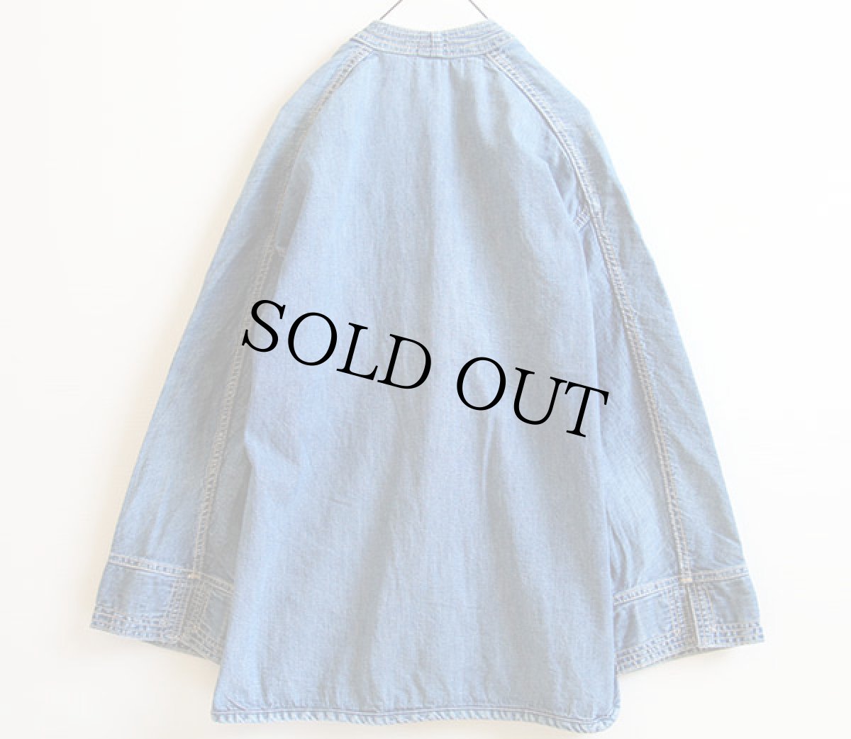 画像2: 70s ノーカラー デニムジャケット M (2)