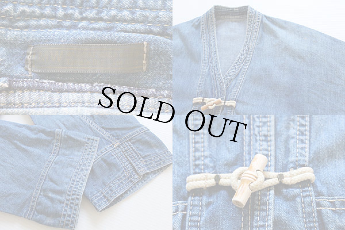 画像3: 70s ノーカラー デニムジャケット M (3)