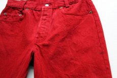 画像2: 90s USA製 Levi'sリーバイス 701 カラーデニムパンツ カスタム 後染め 赤 w29 (2)