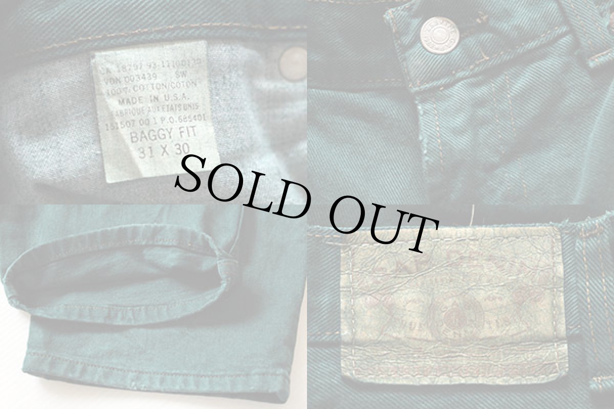 画像3: 90s USA製 GAPギャップ BAGGY FIT カラーデニムパンツ 後染め 緑 31×30★バギーパンツ (3)