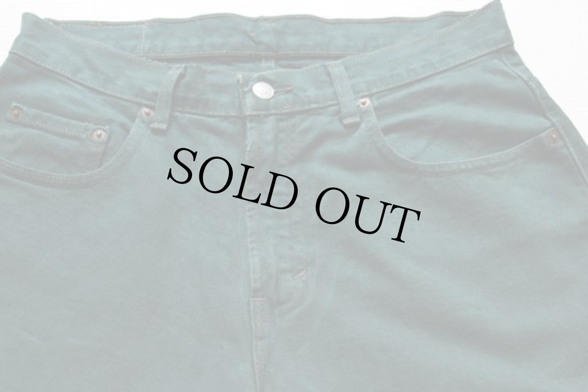 画像2: 90s USA製 GAPギャップ BAGGY FIT カラーデニムパンツ 後染め 緑 31×30★バギーパンツ (2)