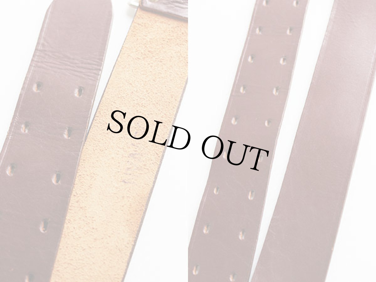 画像3: 70s 東ドイツ軍 ダブルホール レザーベルト 茶★786 (3)