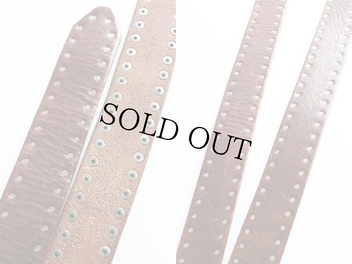 画像3: 英国製 J.CREW スタッズ レザー リングベルト 焦げ茶★793 (3)