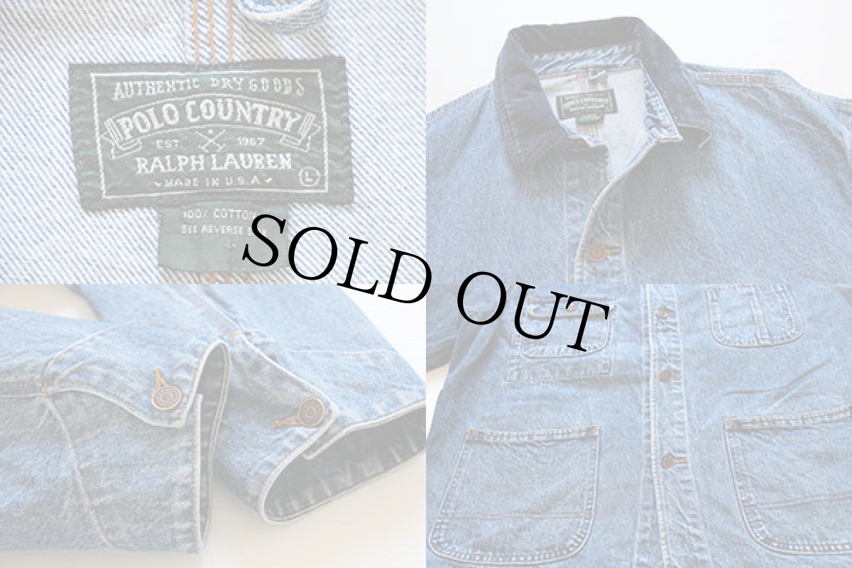 画像3: 80s USA製 ポロ カントリー ラルフローレン デニム カバーオール L (3)