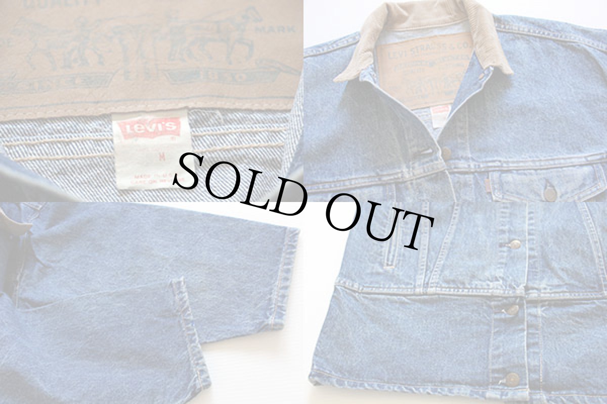 画像3: 90s USA製 Levi'sリーバイス デカパッチ ロング デニムジャケット 4ポケット M (3)