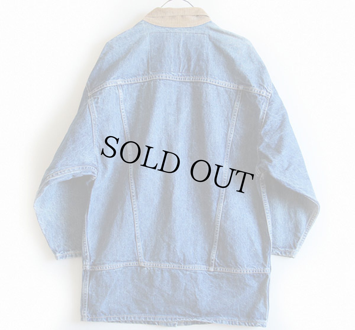 画像2: 90s USA製 Levi'sリーバイス デカパッチ ロング デニムジャケット 4ポケット M (2)