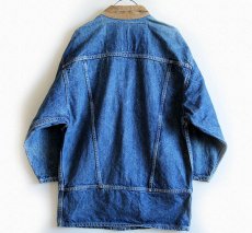 画像2: 90s USA製 Levi'sリーバイス デカパッチ ロング デニムジャケット 4ポケット M (2)