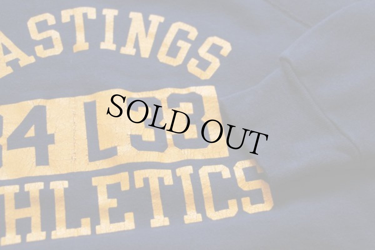 画像3: 80s USA製 Championチャンピオン HASTINGS 三段中抜き スウェットパーカー 紺 L (3)