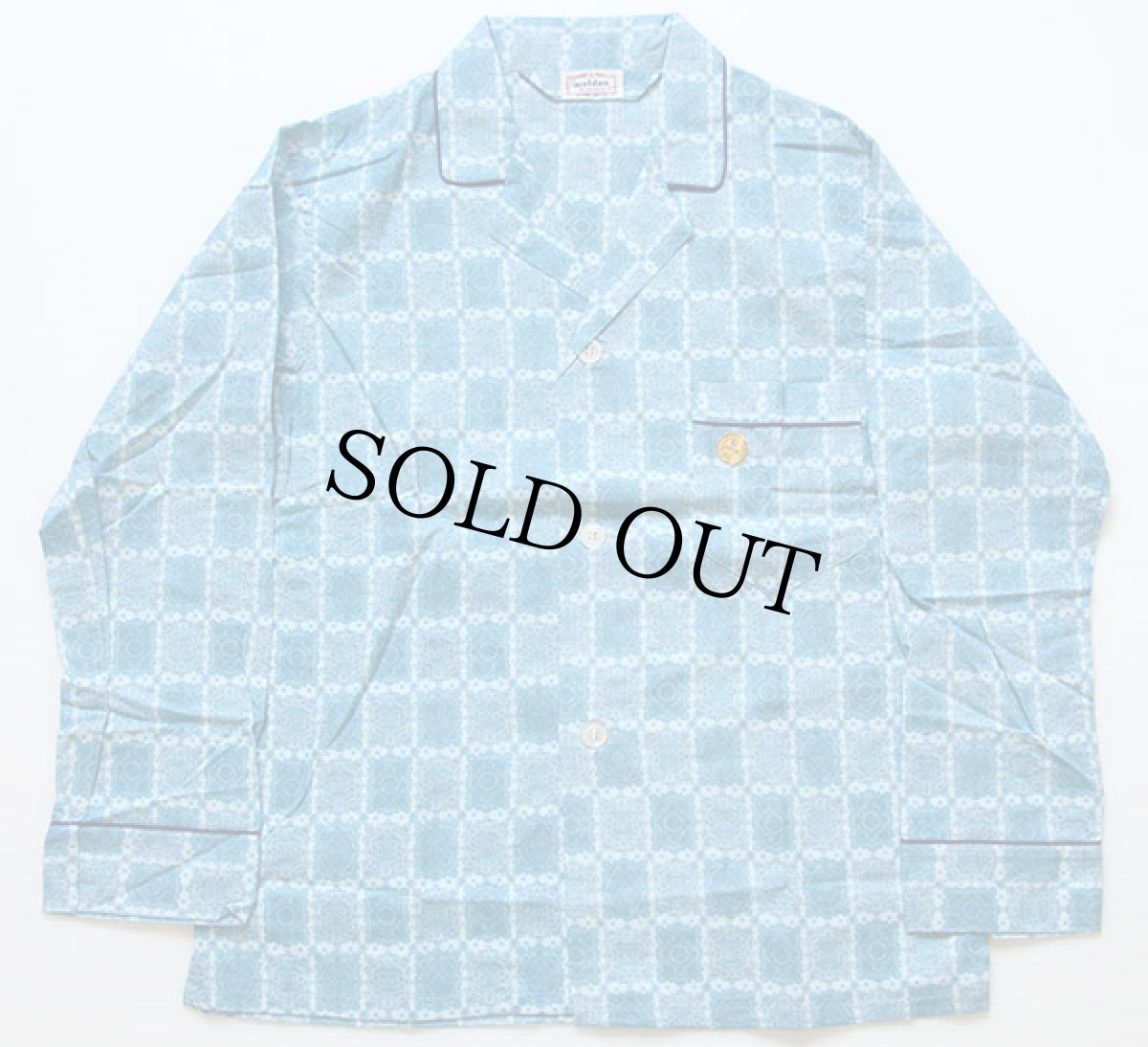 画像2: デッドストック★60s weldon 総柄 コットン パジャマ シャツ&パンツ セット M (2)