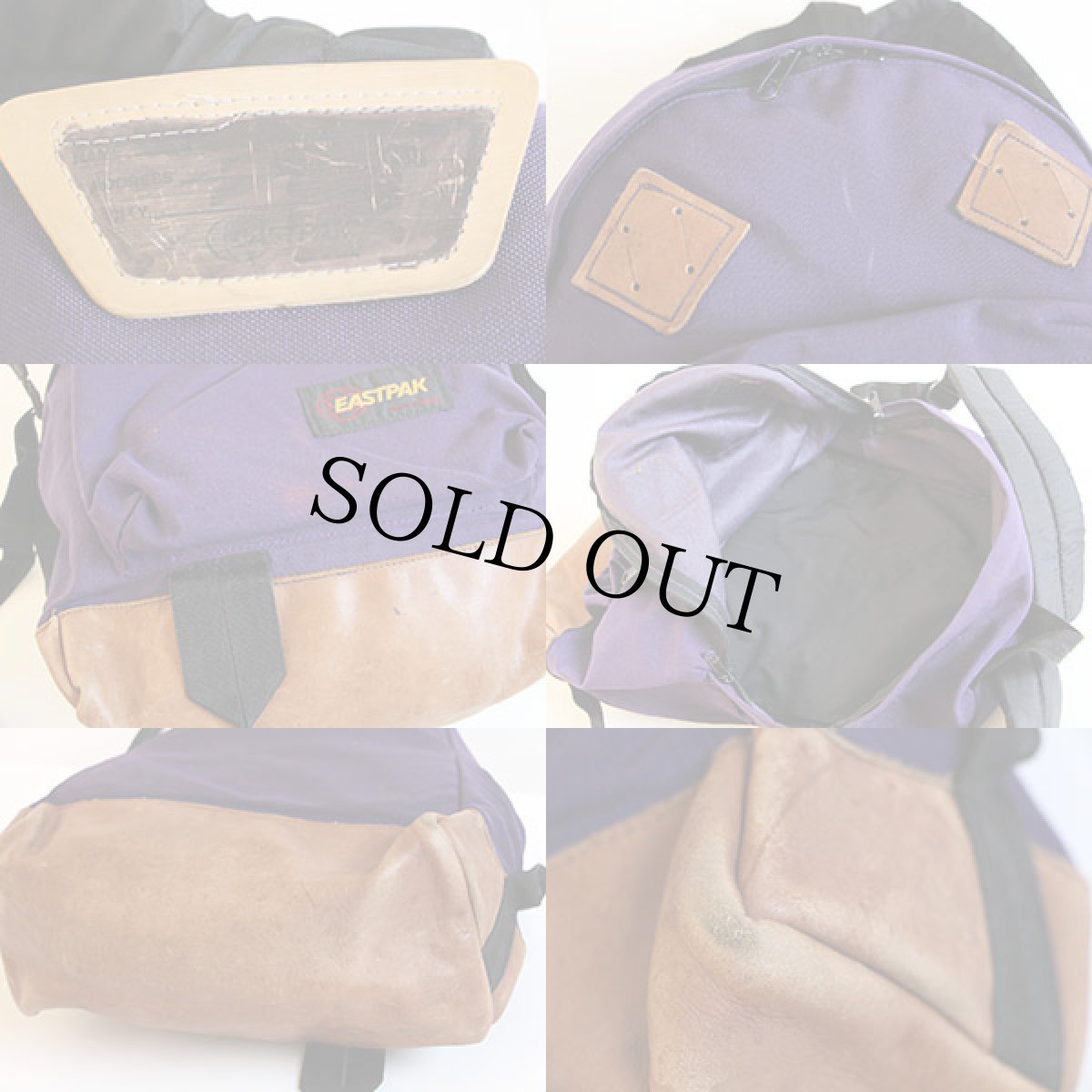画像3: 80s USA製 EASTPAKイーストパック ナイロン ボトムレザー リュックサック 紫 (3)