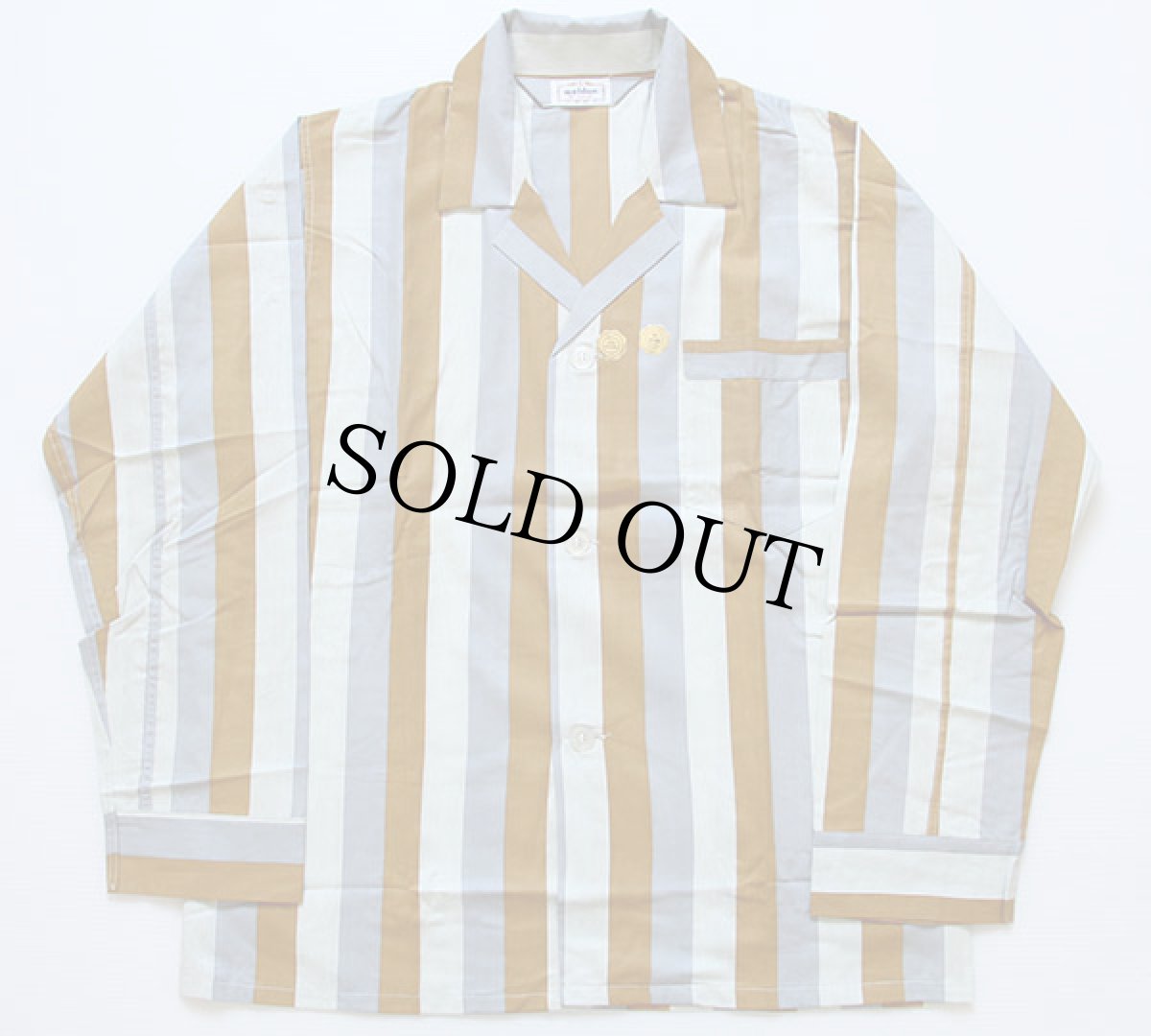 画像2: デッドストック★60s weldon マルチストライプ コットン パジャマ シャツ&パンツ セット M (2)