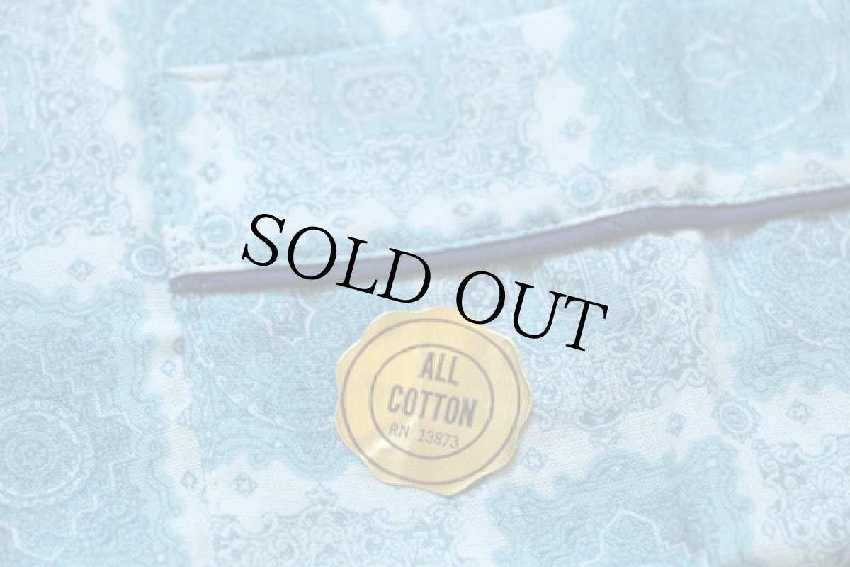 画像5: デッドストック★60s weldon 総柄 コットン パジャマ シャツ&パンツ セット M (5)