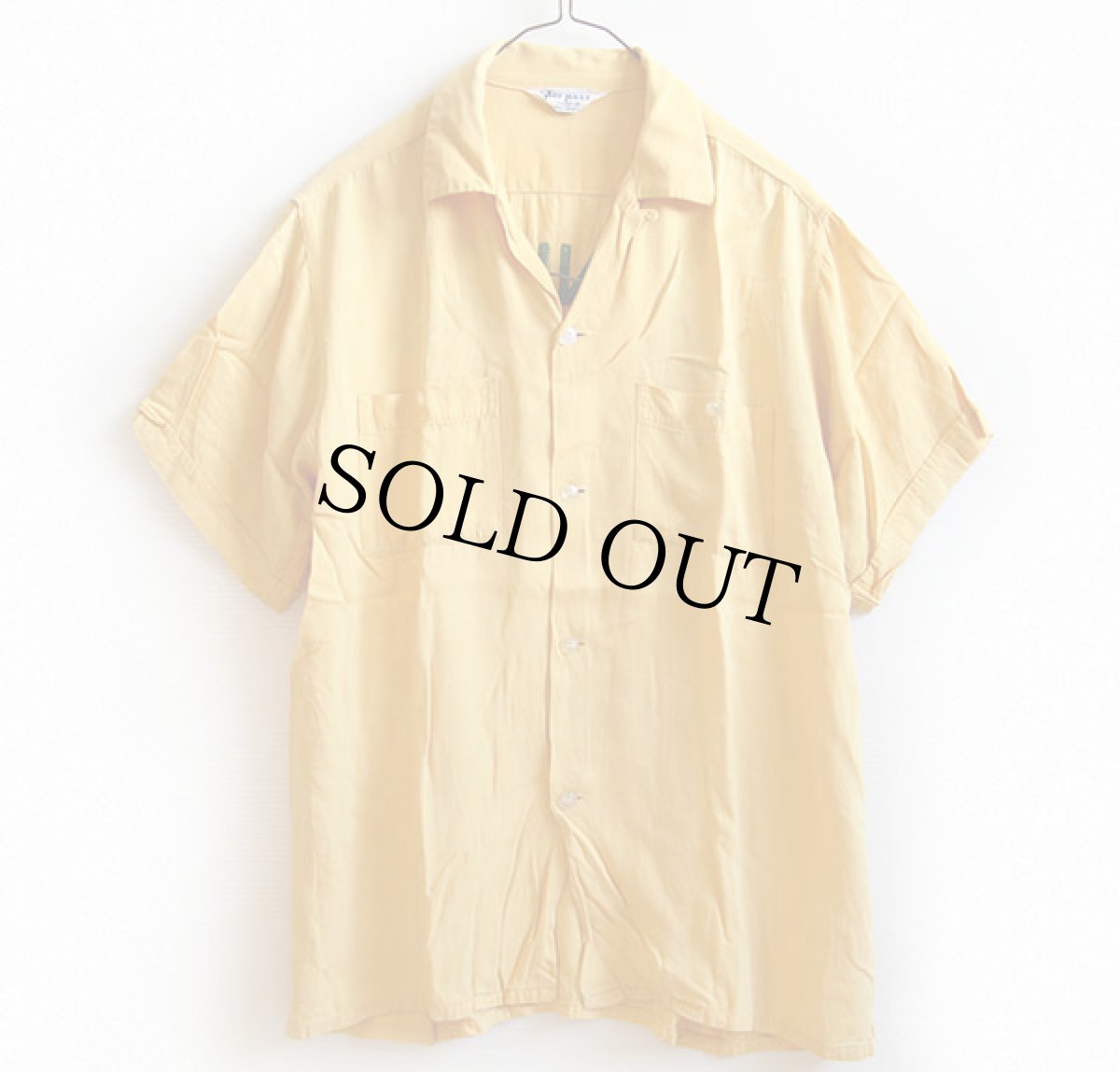 画像2: 50s NAT NAST チェーン刺繍 レーヨン ボウリングシャツ 黄 (2)