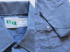 画像3: デッドストック★80s USA製 KEY 半袖 シャンブレーシャツ XL (3)