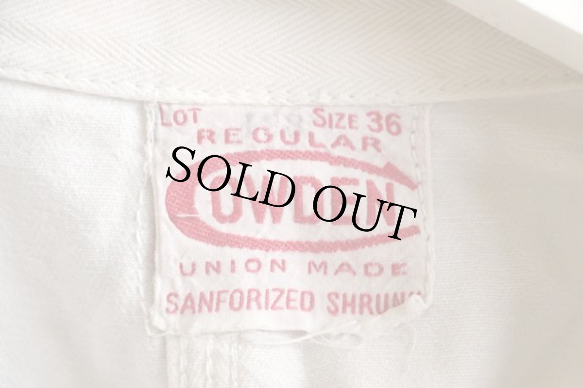 画像4: 50s COWDEN HBT ヘリンボーンツイル オールインワン ホワイト 36★つなぎ A (4)