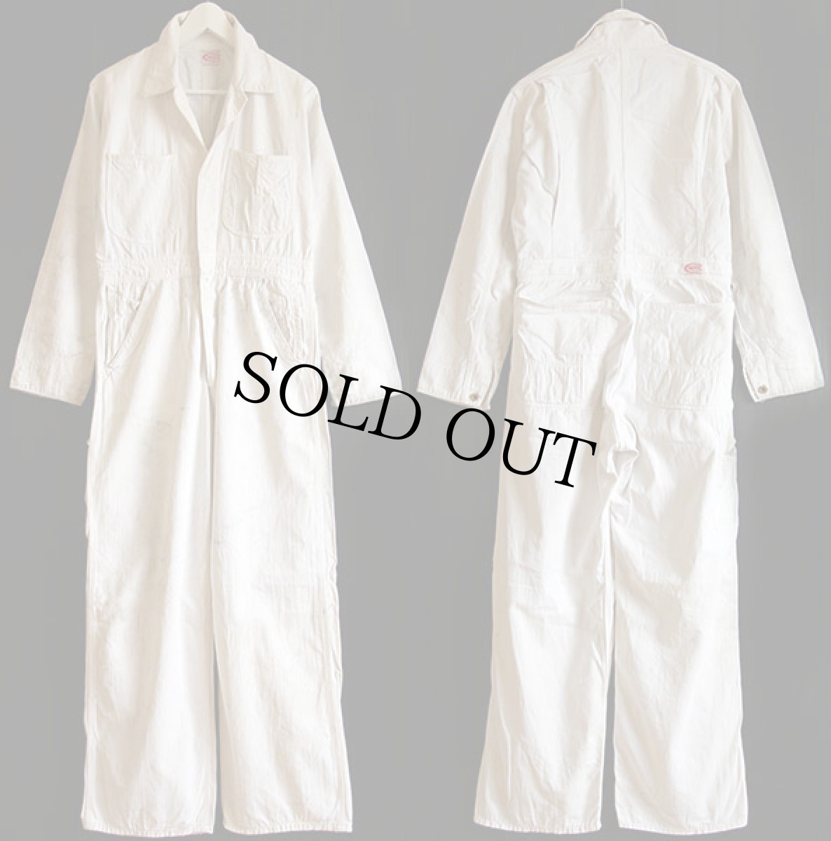 画像2: 50s COWDEN HBT ヘリンボーンツイル オールインワン ホワイト 36★つなぎ A (2)