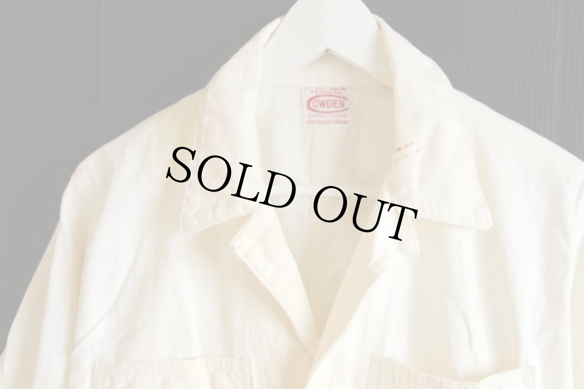 画像3: 50s COWDEN HBT ヘリンボーンツイル オールインワン 生成り 36★つなぎ B (3)