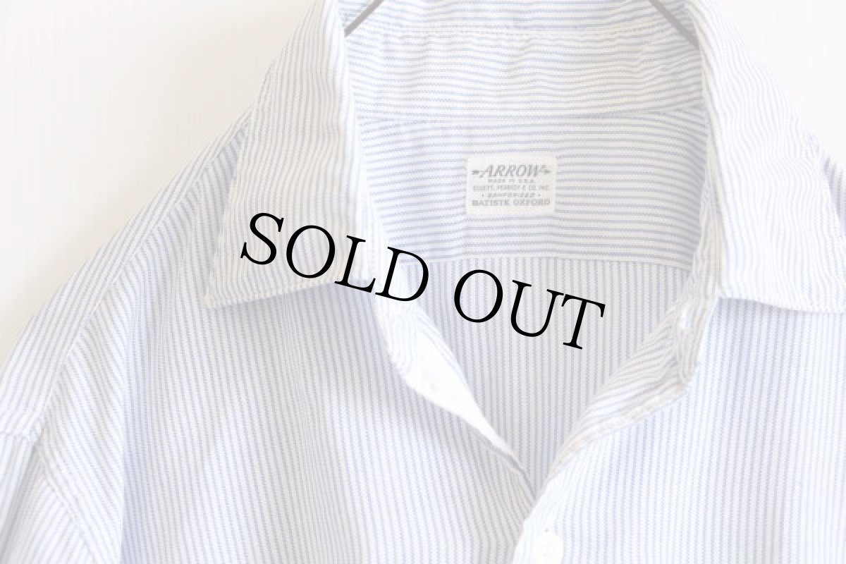 画像3: 50s USA製 ARROW マチ付き ストライプ オックスフォード コットンシャツ (3)