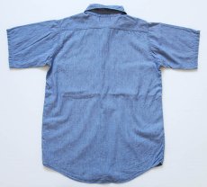 画像2: 70s USA製 Beltex コットン 半袖シャンブレーシャツ S (2)