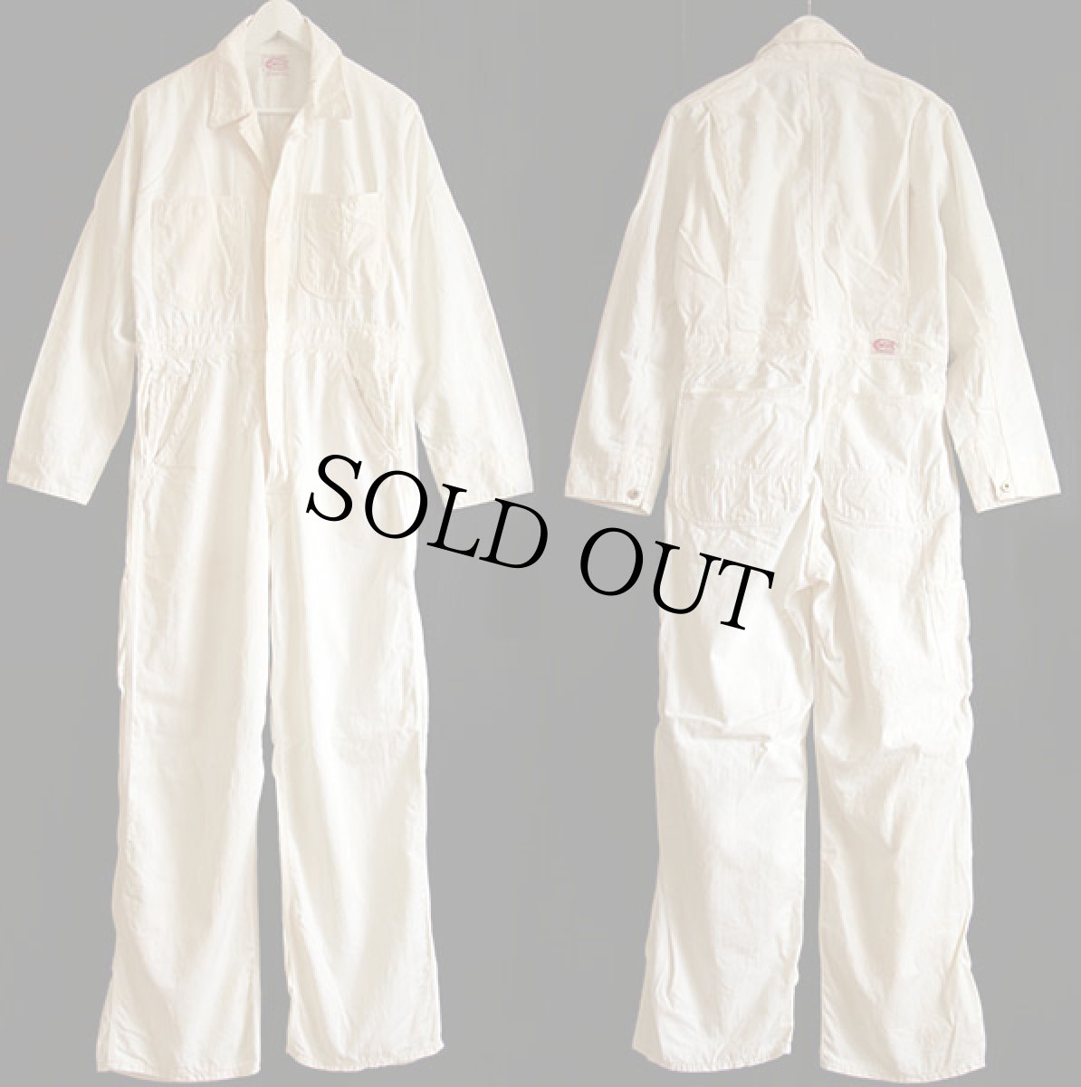 画像2: 50s COWDEN HBT ヘリンボーンツイル オールインワン 生成り 36★つなぎ B (2)