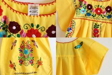 画像3: メキシコ製 花柄刺繍 チュニック ワンピース 黄 (3)