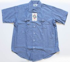 画像2: デッドストック★80s USA製 KEY 半袖 シャンブレーシャツ XL (2)