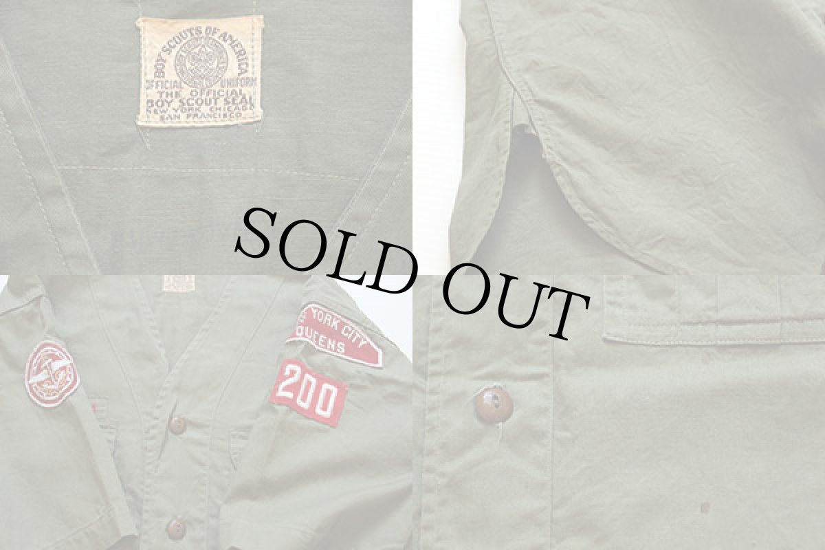 画像3: 50s BSA ボーイスカウト パッチ&マチ付き ノーカラー 半袖 コットンポプリンシャツ (3)