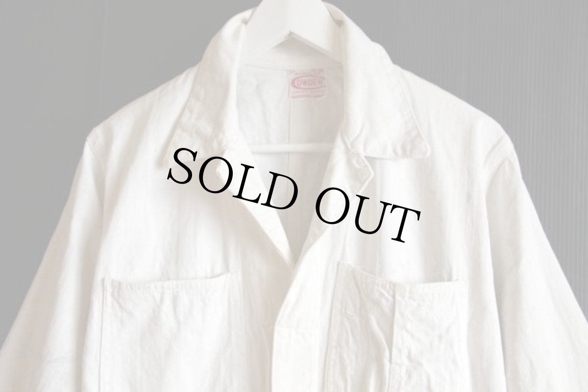 画像3: 50s COWDEN HBT ヘリンボーンツイル オールインワン ホワイト 36★つなぎ A (3)