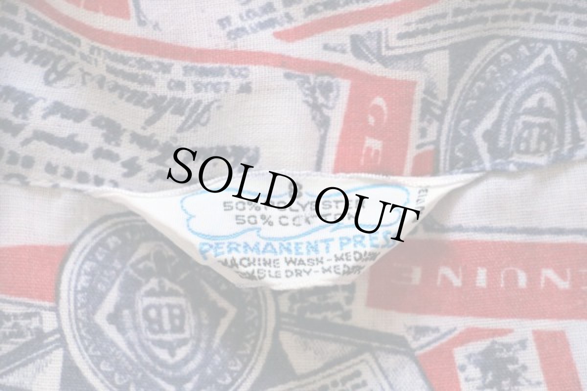 画像4: 70s Budweiserバドワイザー 総柄 パジャマ シャツ&パンツ セット M (4)