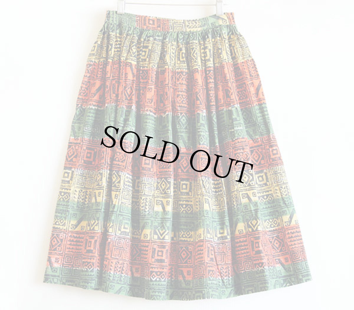 画像2: ビンテージ ハンドメイド 民族柄 コットン スカート (2)