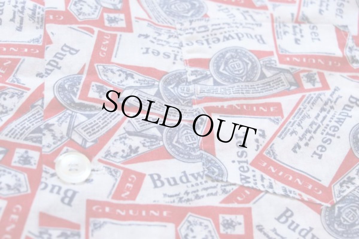 画像6: 70s Budweiserバドワイザー 総柄 パジャマ シャツ&パンツ セット M (6)