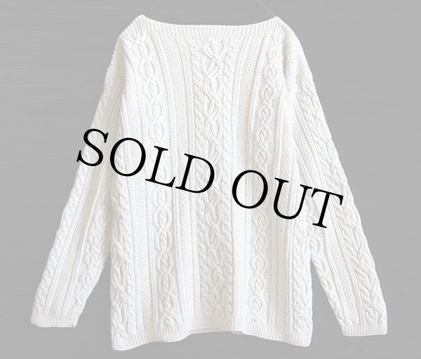 00s LAUREN ラルフローレン ボートネック 七分袖 ケーブル編み