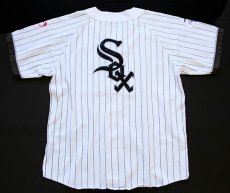 画像2: 90s STARTERスターター MLB WHITE SOXホワイトソックス ピンストライプ ベースボールシャツ 白 L (2)