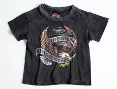 画像1: 90s USA製 HARLEY-DAVIDSONハーレー ダビッドソン Tシャツ 墨黒 キッズXS (1)