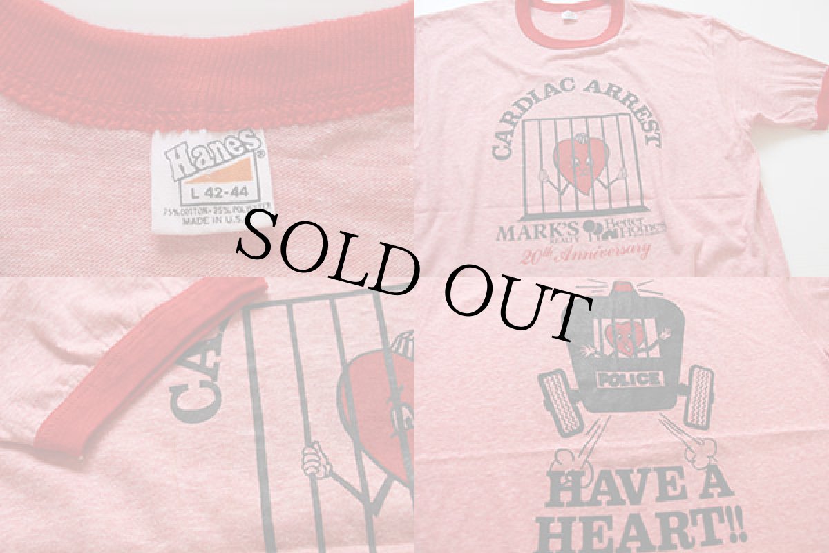 画像4: 70s USA製 Hanes HAVE A HEART リンガーTシャツ 杢レッド L (4)