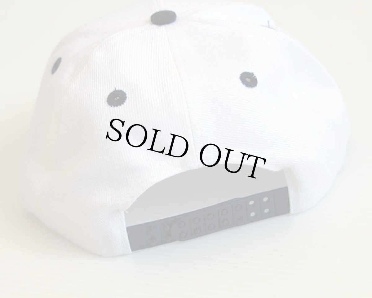 画像2: デッドストック★90s HEADMOST 無地 ツートン ウール混 キャップ 白×紺 (2)