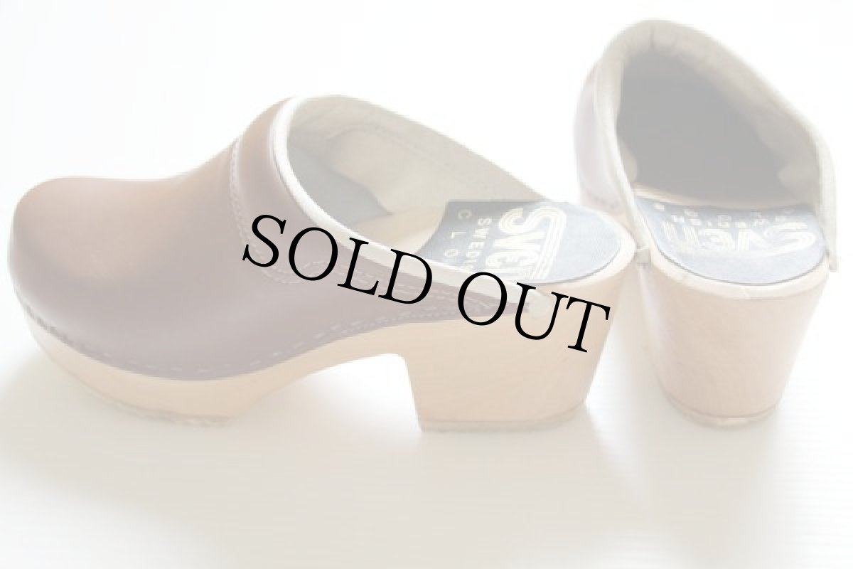 画像2: スウェーデン製 Sven レザー サボ サンダル 茶 39★クロッグ (2)