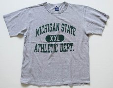 画像2: 90s USA製 Championチャンピオン MICHIGAN STATE 三段中抜き Tシャツ 杢グレー L (2)