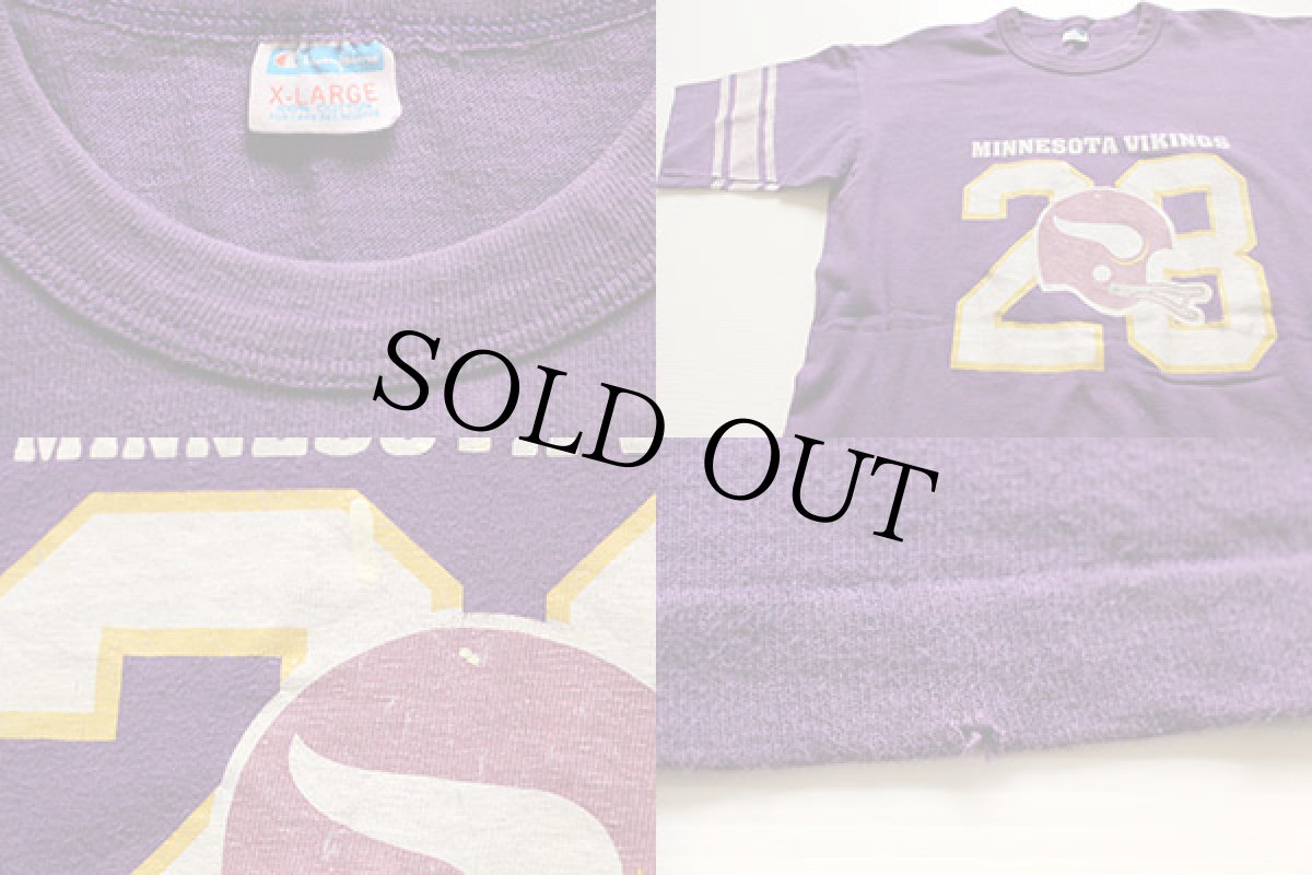 画像4: 70s USA製 Championチャンピオン NFL MINNESOTA VIKINGS フットボールTシャツ 紫 XL (4)
